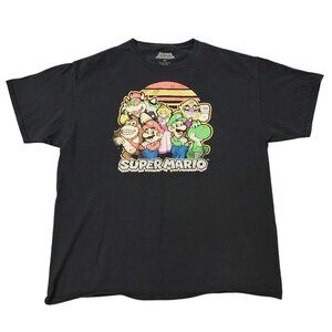 Super Mario Bros Retro Gang T-Shirt - Black, Size XL, 100% Cotton